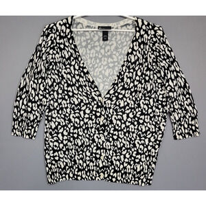 Lane Bryant Cardigan Sweater Womens 22/24 Leopard Print Lightweight 3/4 Sleeves